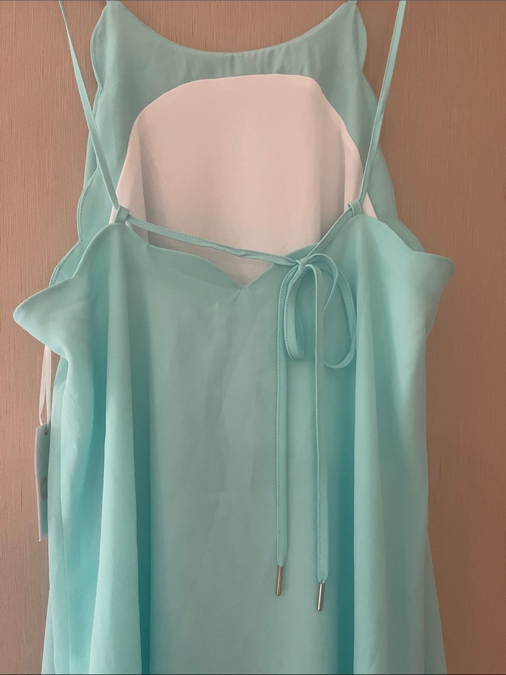 Lauren James NWT medium daisy scallop strappy back dress ocean palm Aqua - Picture 8 of 8